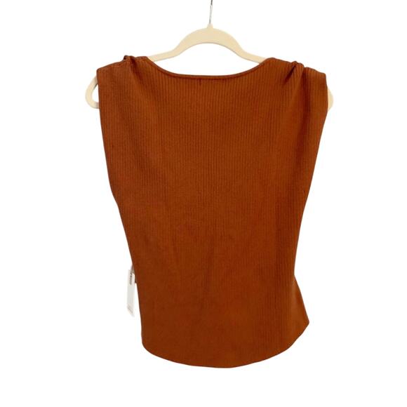 Good American Twisted Shoulder Ribbed Tank Top NWT XL Brown Tortoise Shell - Picture 6 of 9